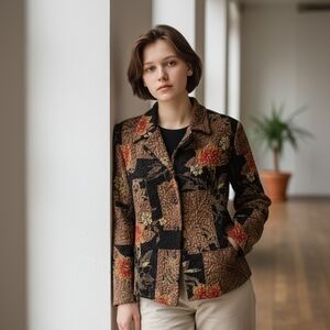 Coldwater Creek Multicolor Patchwork Blazer